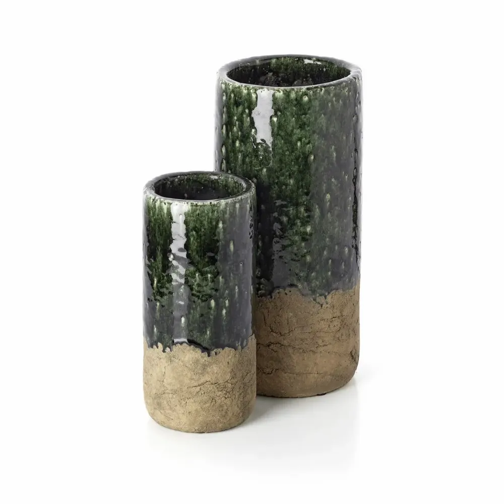 Vases - Le Vase Cylindre Moss - Vert Béton - L - BAZAR BIZAR LIVING