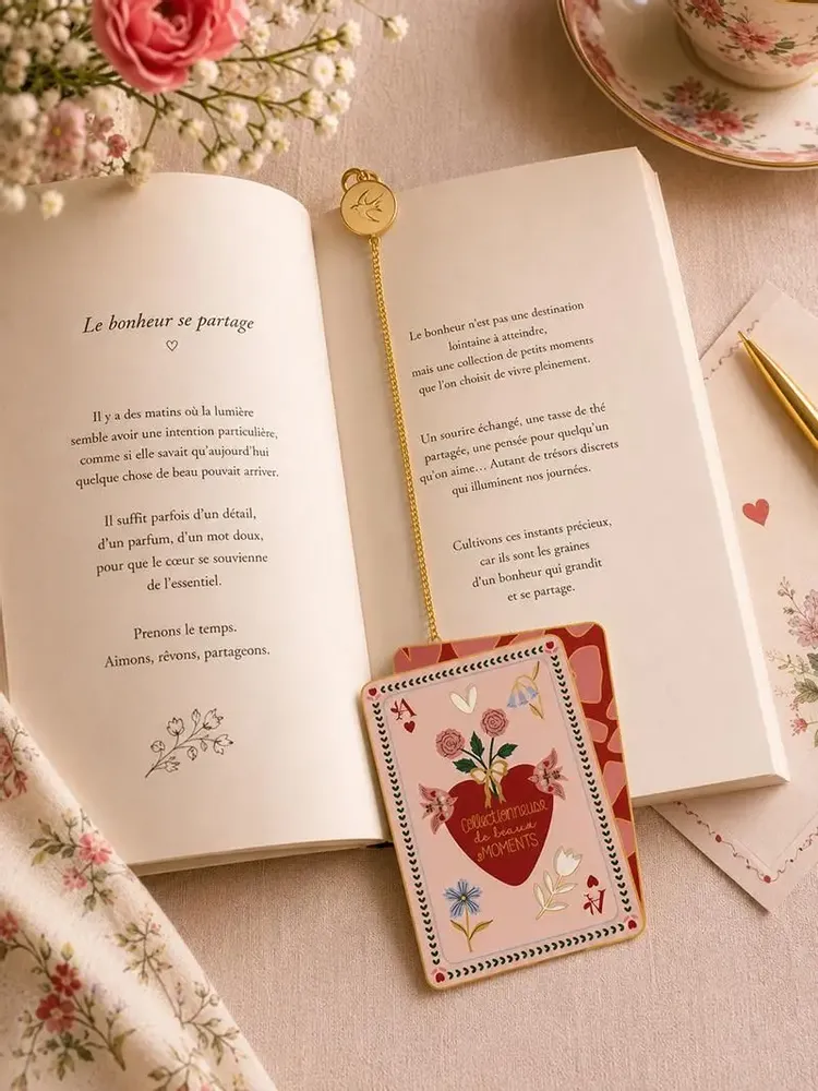 Stationery - Metal bookmark Happiness is shared — Hirondelles & Cie - HIRONDELLES &CIE