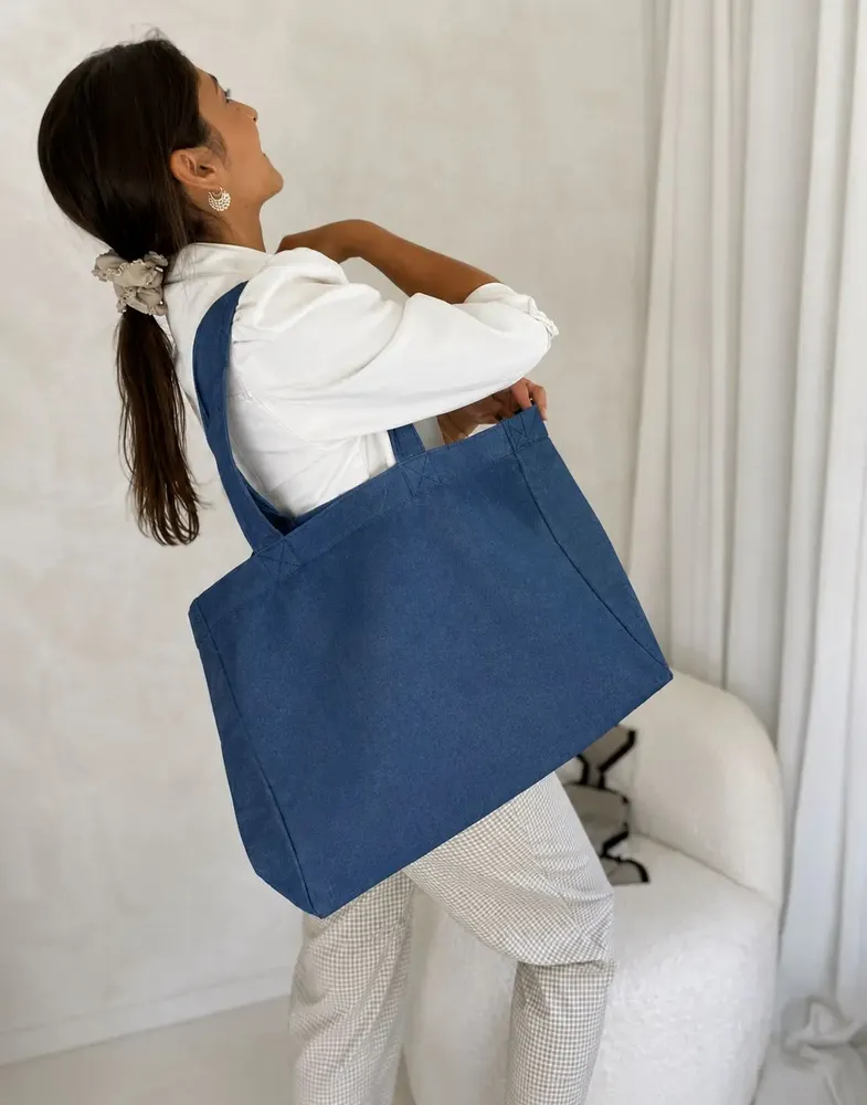 Bags and totes - Reusable Shopping Tote Bag – Nancy Jeans Dark  (43 × 15 × 36 cm) - MOONPACK