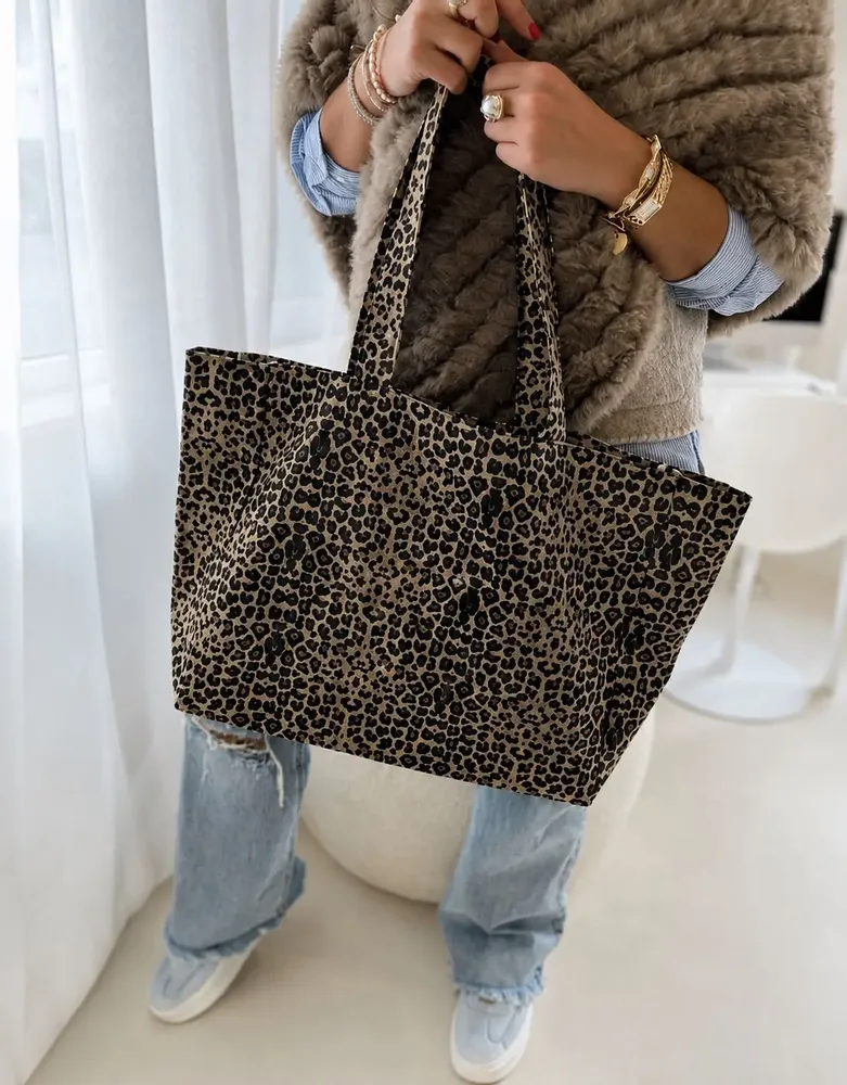 Bags and totes - Reusable tote bag — Nancy Leopard Dark 🖤 (43x15x36 cm) - MOONPACK