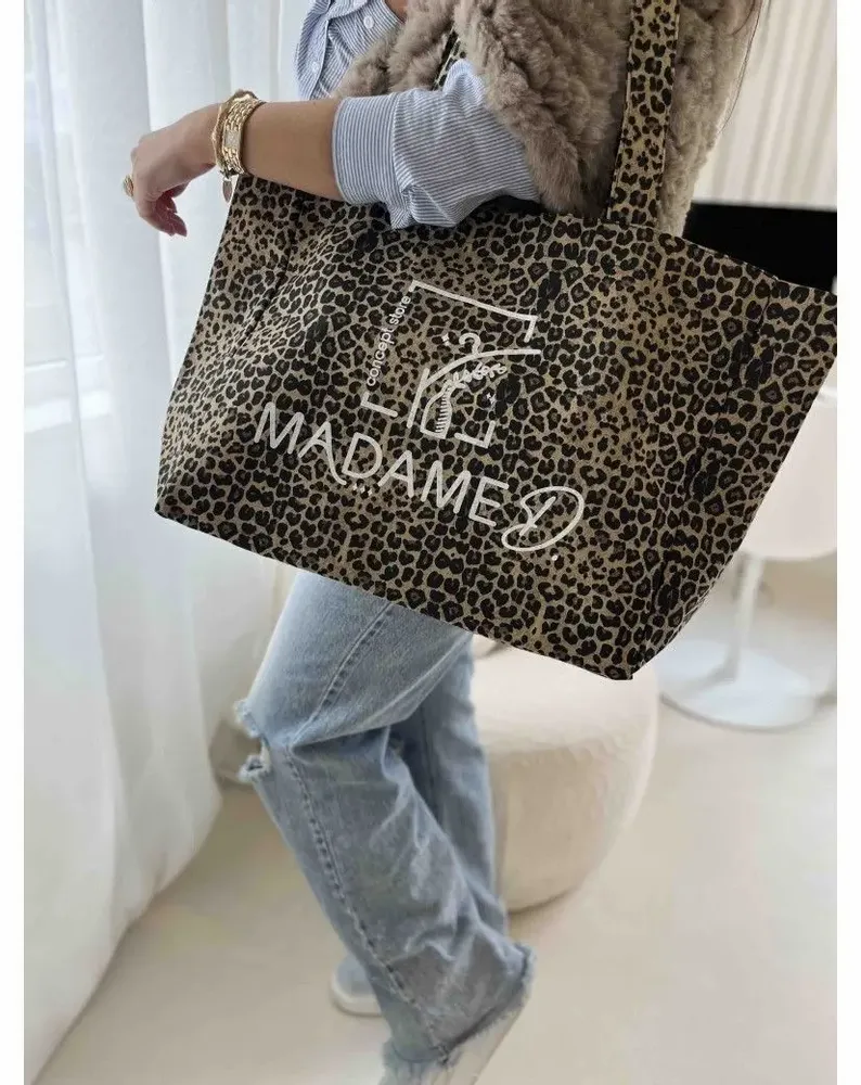 Bags and totes - Reusable tote bag — Nancy Leopard Dark 🖤 (43x15x36 cm) - MOONPACK