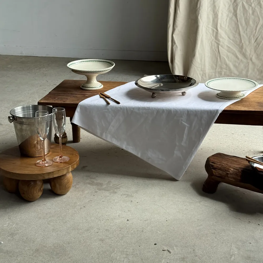 Plats et saladiers - Plat à piédouche en faïence frises végétales vertes H12 D24 - OFFICE OBJETS