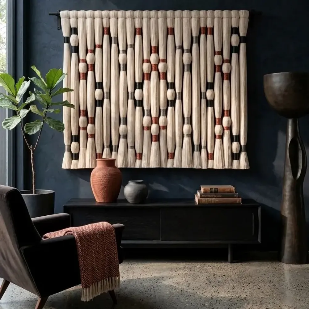 Other wall decoration - Copper Diamond: Large-Scale Handmade Modern Macramé Wall Installation - SARMAL DESIGN