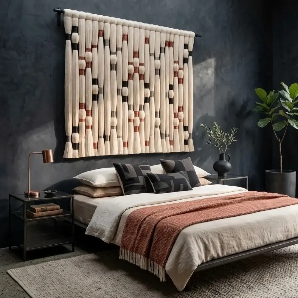 Other wall decoration - Copper Diamond: Large-Scale Handmade Modern Macramé Wall Installation - SARMAL DESIGN