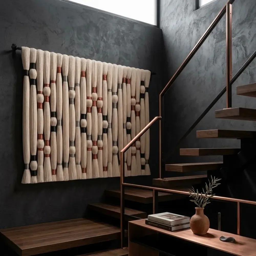 Other wall decoration - Copper Diamond: Large-Scale Handmade Modern Macramé Wall Installation - SARMAL DESIGN