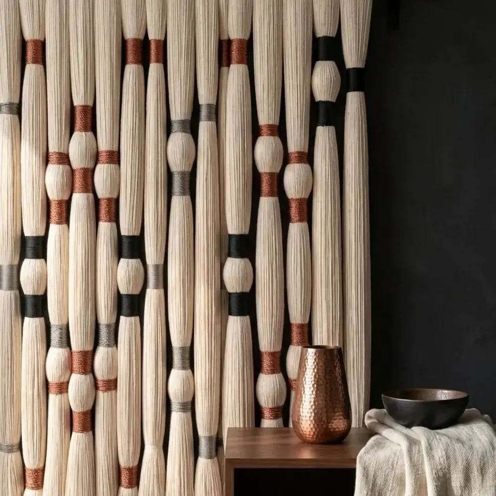 Other wall decoration - Copper Diamond: Large-Scale Handmade Modern Macramé Wall Installation - SARMAL DESIGN