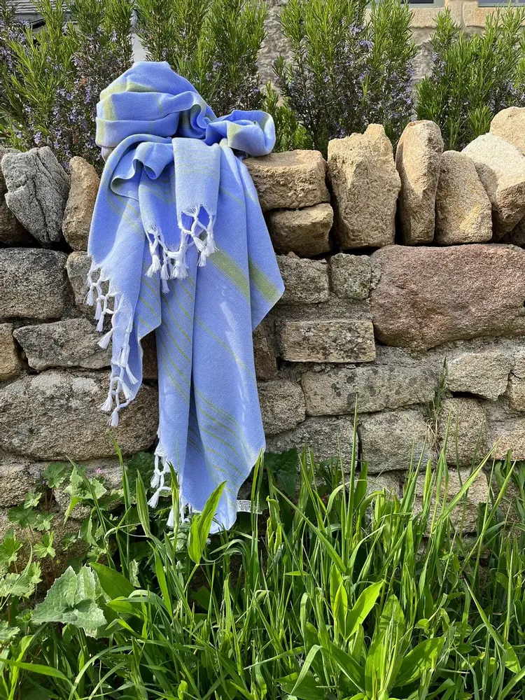 Autres linges de bain - fouta bleu lavende-vert mousse 170x100cm - OTTOMANIA
