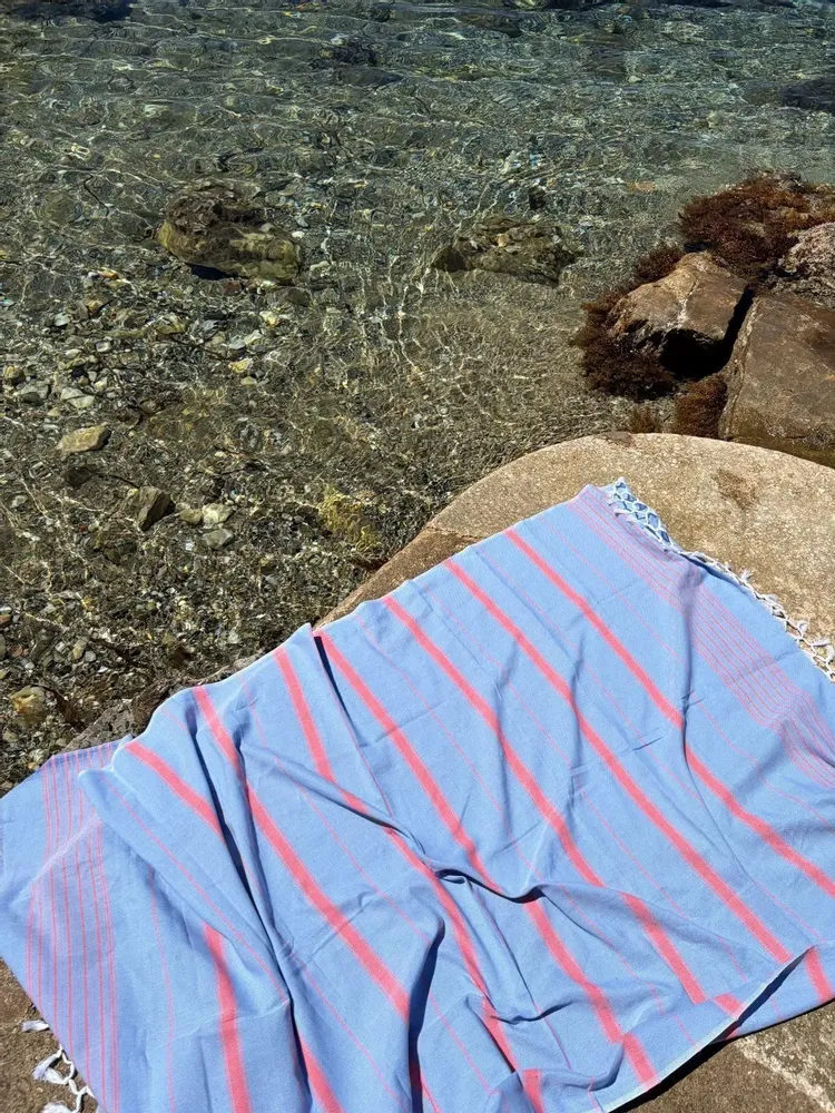 Other bath linens - hammam towel blue-coral red 170x100 cm - OTTOMANIA