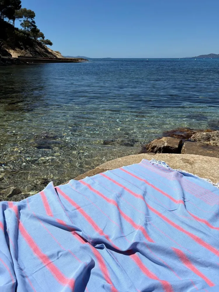Other bath linens - hammam towel XL blue-coral red 220x160 cm - OTTOMANIA