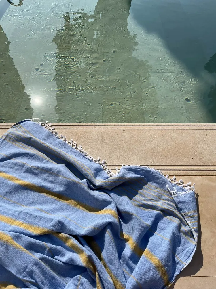 Other bath linens - hammam towel blue/mustard yellow 170x100cm - OTTOMANIA