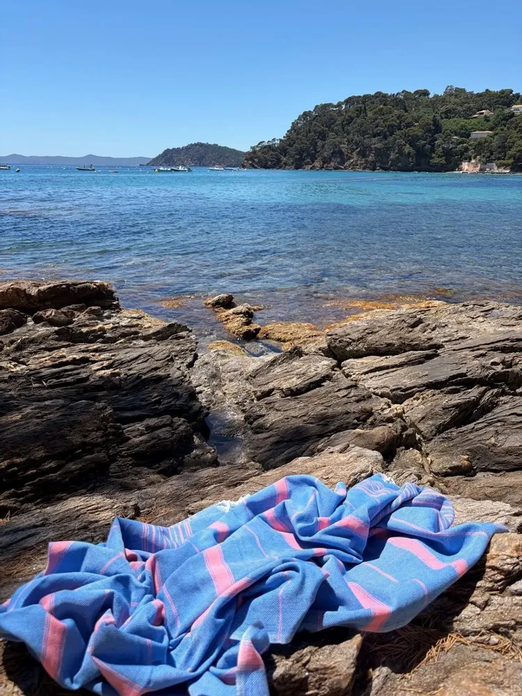 Other bath linens - hammam towel XL mediterranean blue-candy pink 220x160cm - OTTOMANIA