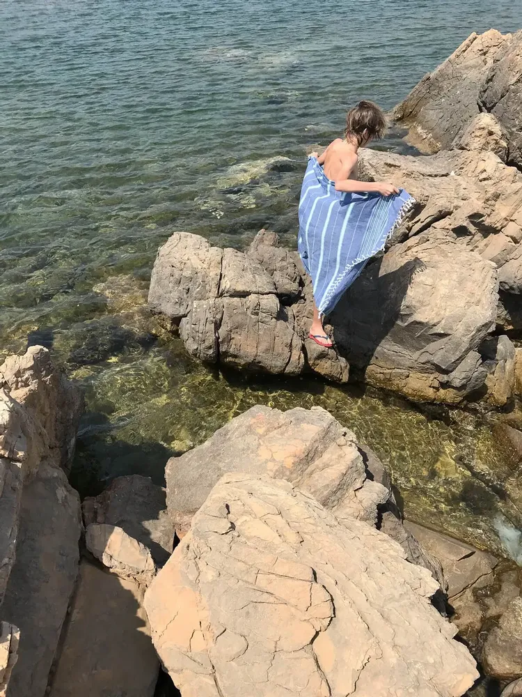 Autres linges de bain - fouta bleu marine/vert vif 170x100cm - OTTOMANIA
