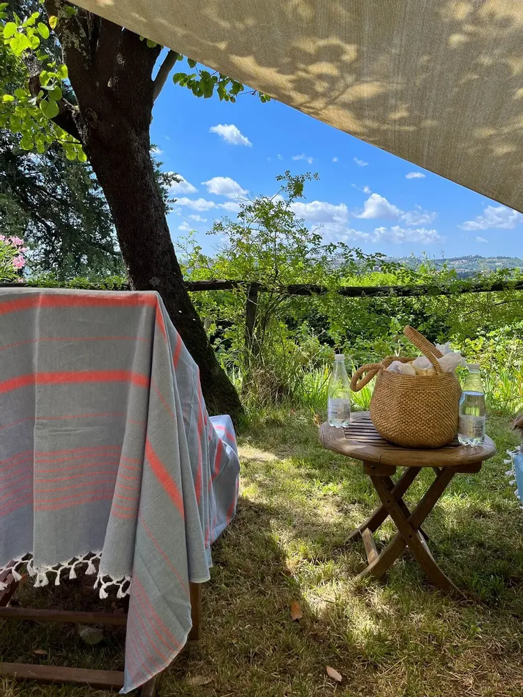 Other bath linens - hammam towel XL steel blue/brick red 220x160cm - OTTOMANIA