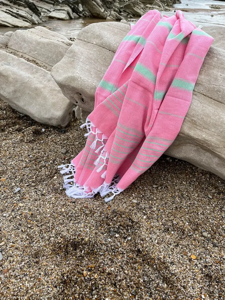 Other bath linens - hammam towel candy pink-pistachio 170x100cm - OTTOMANIA