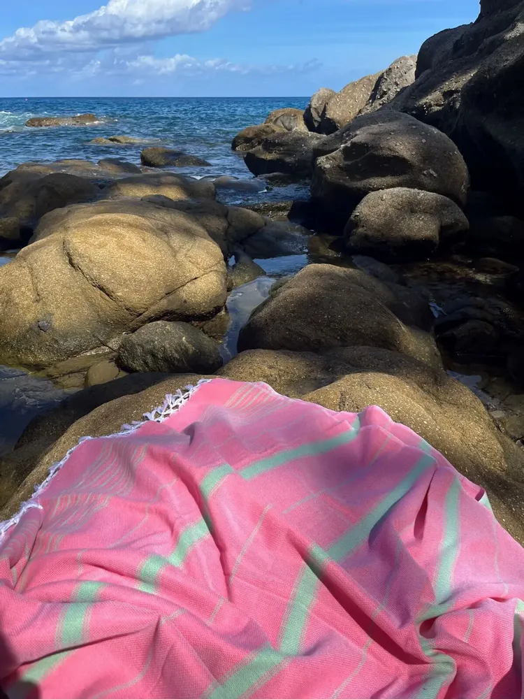 Other bath linens - hammam towel XL candy pink-pistachio 220x160cm - OTTOMANIA