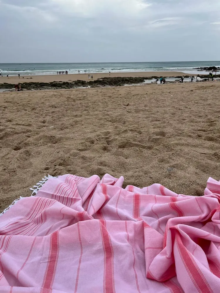 Autres linges de bain - fouta rose poudre-rouge corail 170x100 cm - OTTOMANIA