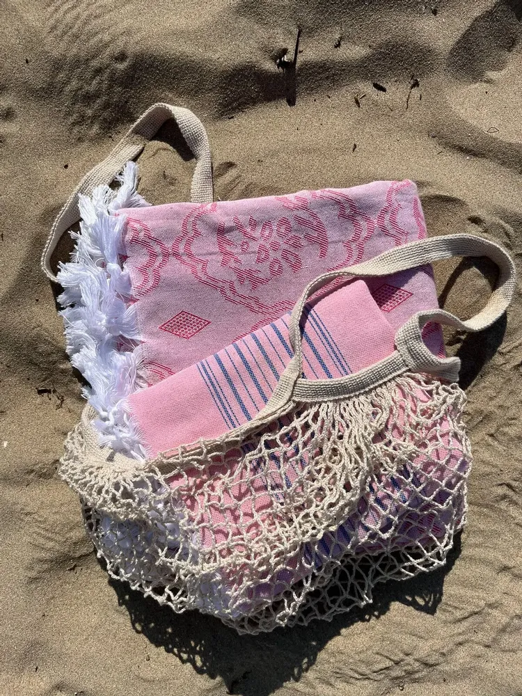 Other bath linens - hammam towel powder pink-parliament blue 170x100 cm - OTTOMANIA