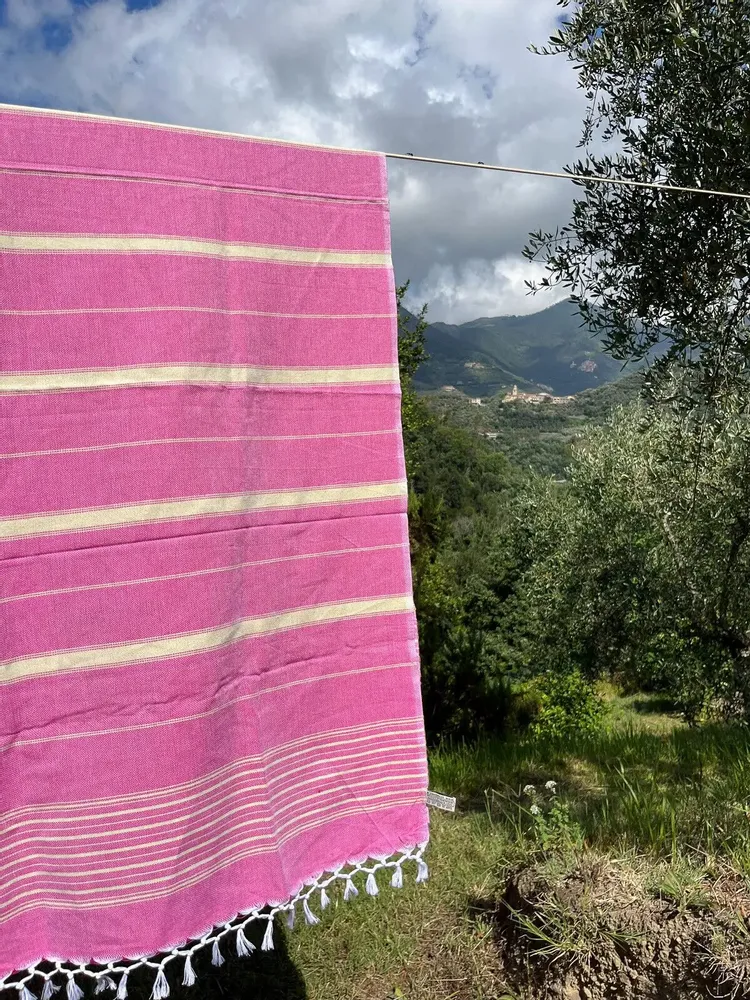 Other bath linens - hammam towel fuchsia/linden 170x100cm - OTTOMANIA