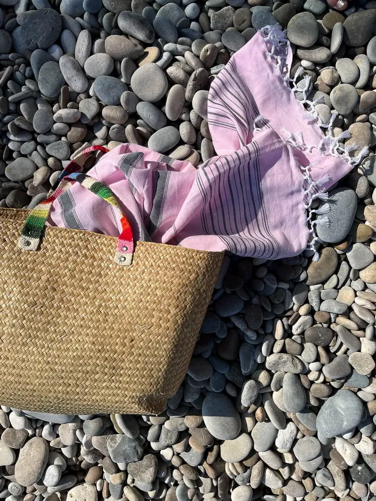 Autres linges de bain - fouta rose/noir 170x100cm - OTTOMANIA