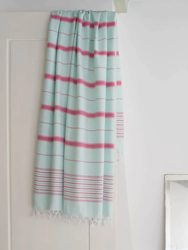 Other bath linens - hammam towel XL mint green-ruby red 220x160 cm - OTTOMANIA