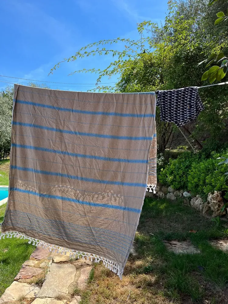 Other bath linens - hammam towel XL olive green/ocean blue 220x160cm - OTTOMANIA