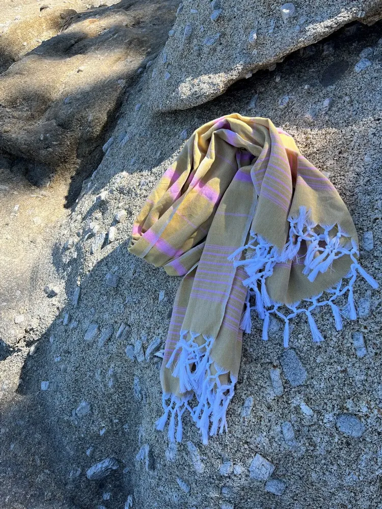 Other bath linens - hammam towel mustard yellow/sorbet pink 170x100cm - OTTOMANIA
