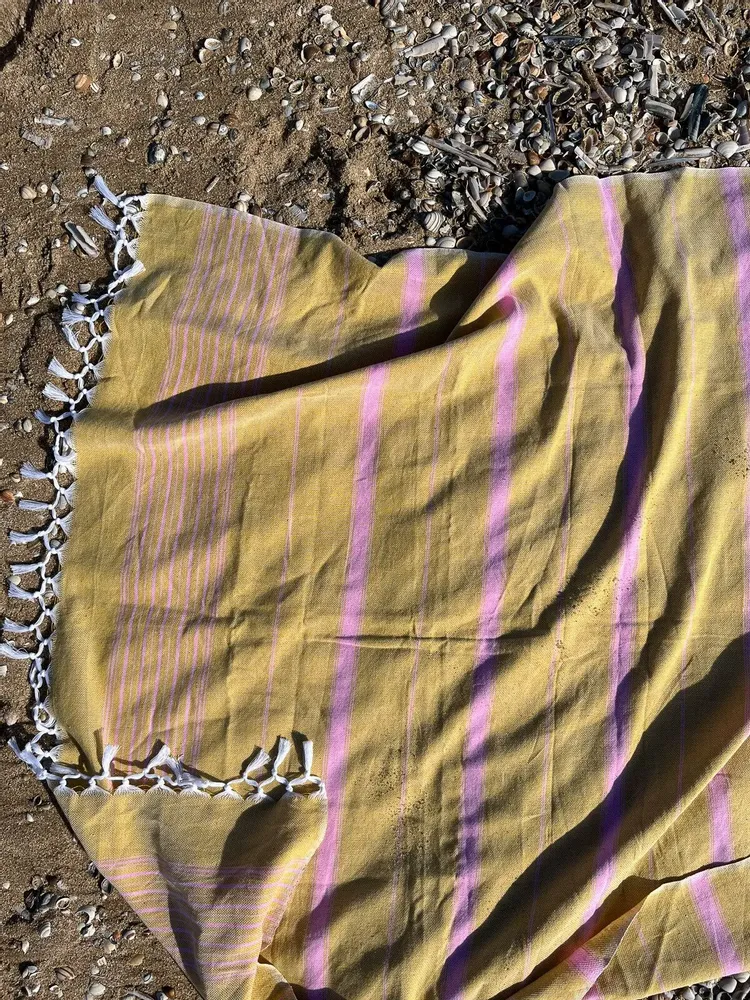 Other bath linens - hammam towel XL mustard yellow/sorbet pink 220x160cm - OTTOMANIA