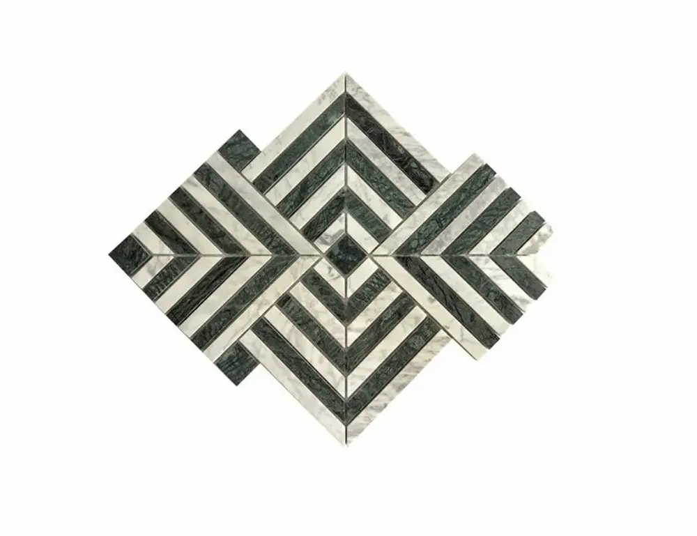 Mosaics - White green carrara marble mosaic - SAGIT