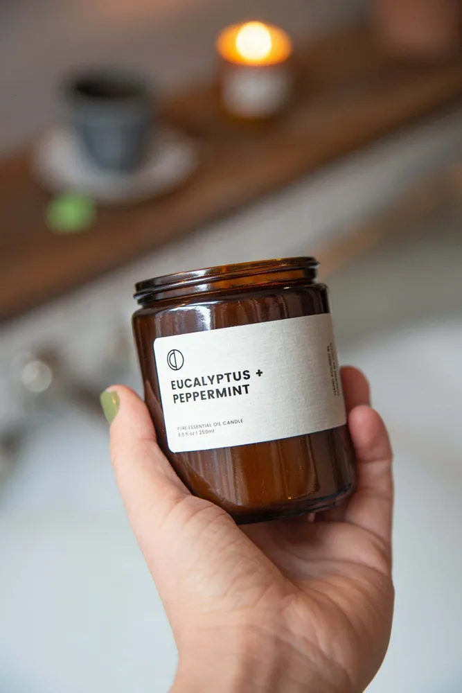 Bougies - Eucalyptus + Menthe poivree | Bougie Pot Ambré |250ml - OCTŌ