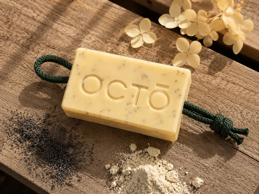 Soaps - 100% natural and vegan rope soap | Deep Forest Peppermint Essential Oil, Palmarosa, White Clay, Activated Charcoal - OCTŌ