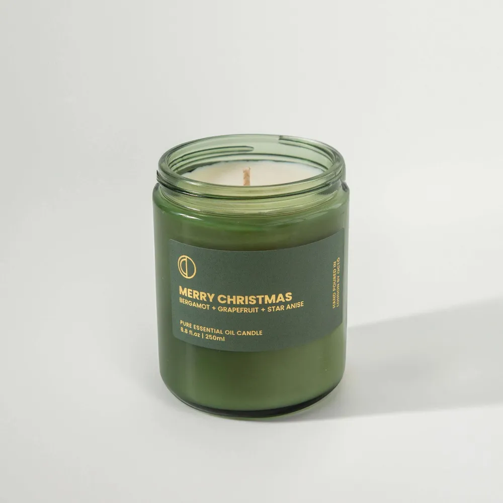Candles - Merry Christmas (Bergamot + Cinnamon + Grapefruit + Orange + Star Anise) | Green Jar Candle |250ml - OCTŌ