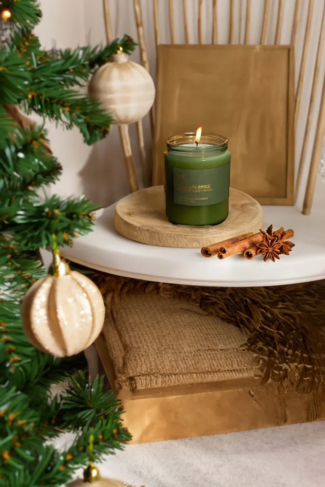 Candles - Pumpkin Spice (Cinnamon + Clove + Ginger) | Green Jar Candle |250ml - OCTŌ