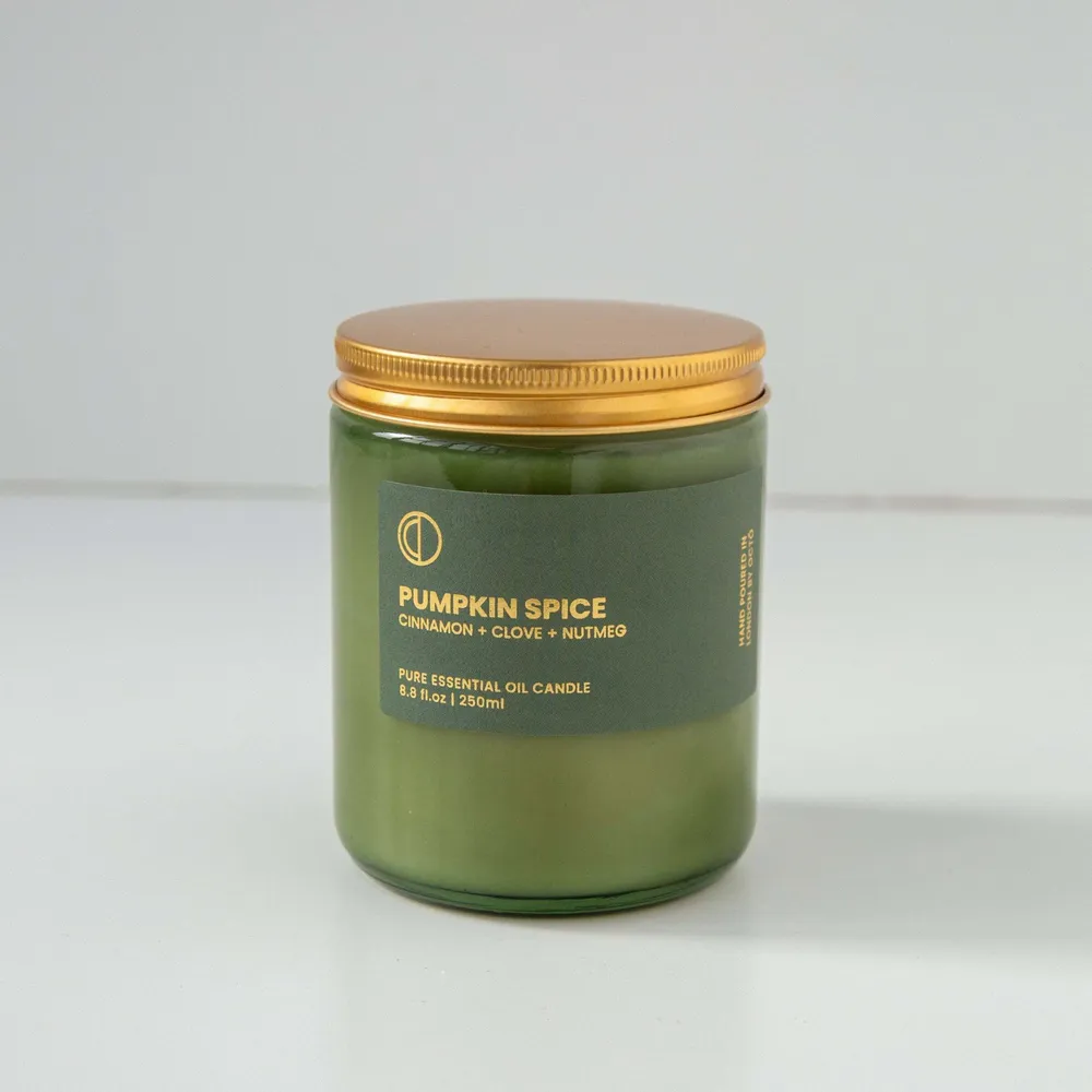 Candles - Pumpkin Spice (Cinnamon + Clove + Ginger) | Green Jar Candle |250ml - OCTŌ