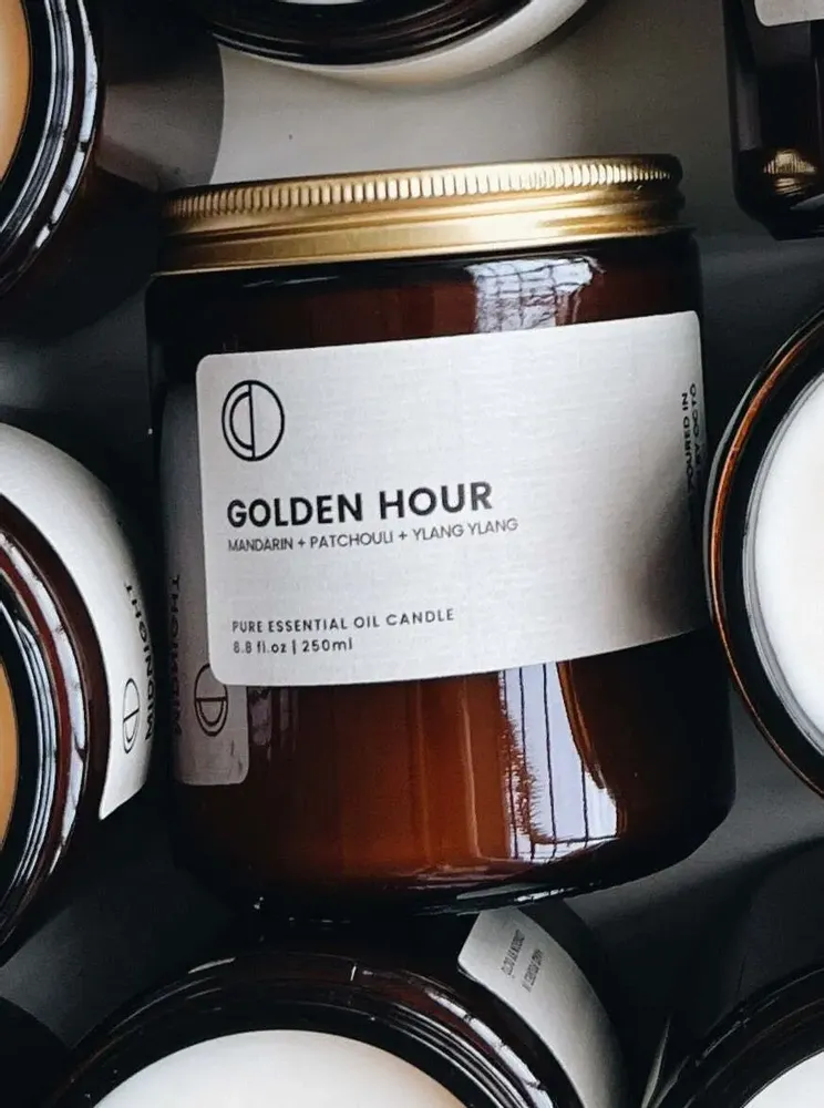 Candles - Golden Hour (Mandarin + Patchouli + Ylang Ylang) | Amber Jar Candle |250ml - OCTŌ