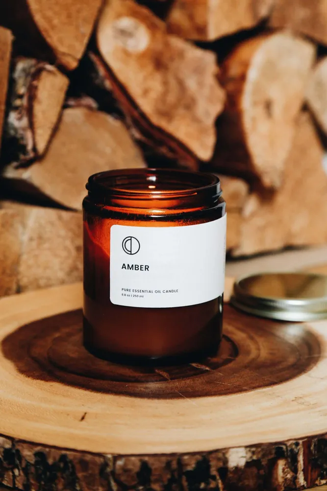 Candles - Amber (Lavender + Patchouli + Frankincense) | Amber Jar Candle |120ml - OCTŌ