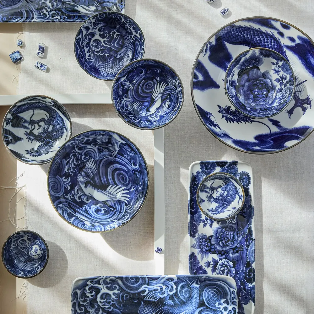 Assiettes au quotidien - Porcelaine bleue et blanche - TOKYO DESIGN STUDIO