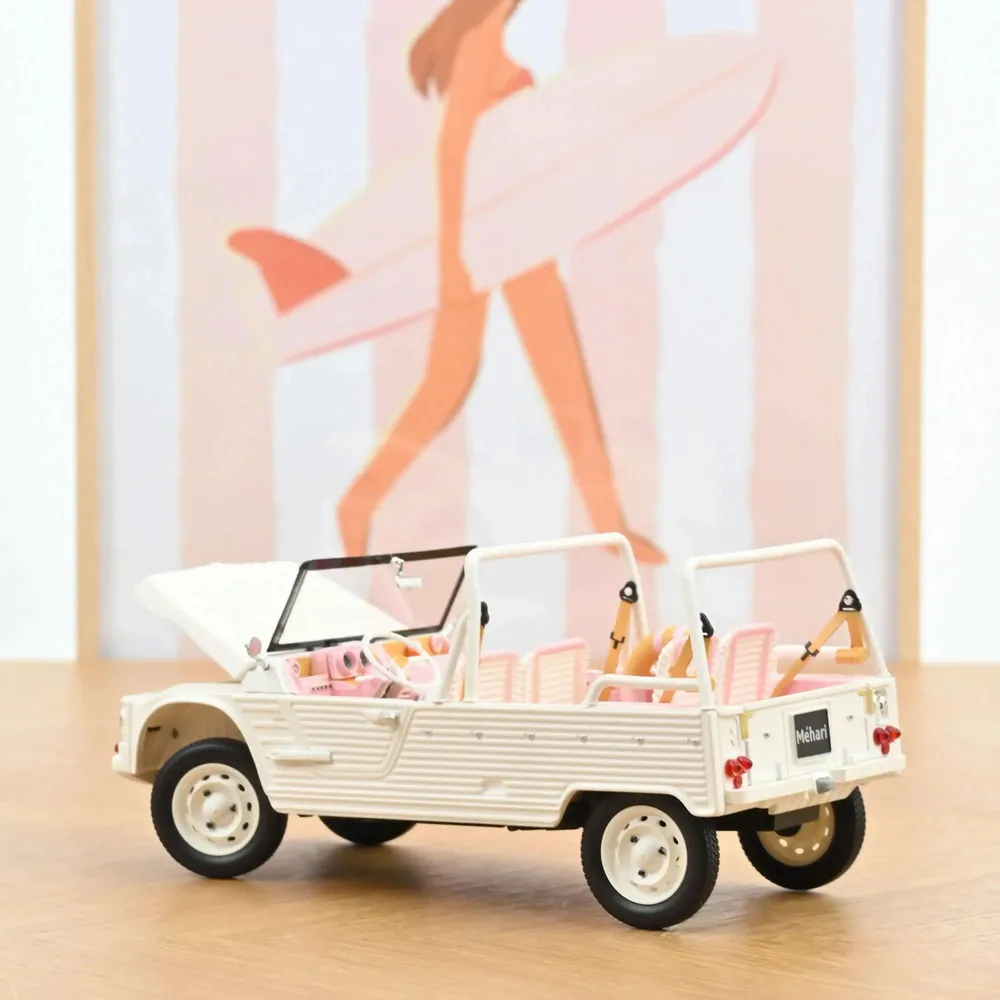 Cadeaux - Citroën Méhari 2023 Blanc et Rose - Voiture miniature 1/18 - NOREV