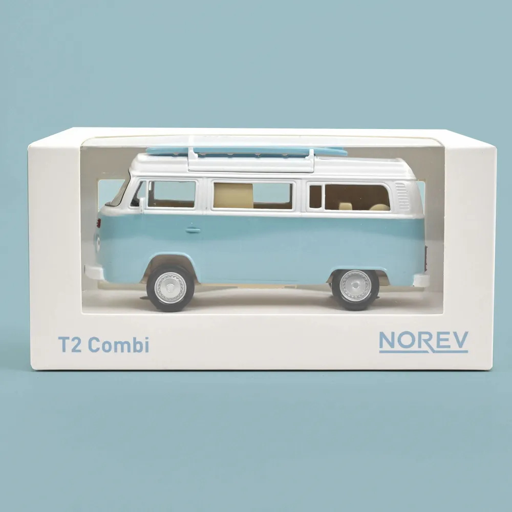 Jouets enfants - Voiture jouet VW Combi T2b Camper Van 1973 Bleu Pastel Jet-car 1/43 - NOREV