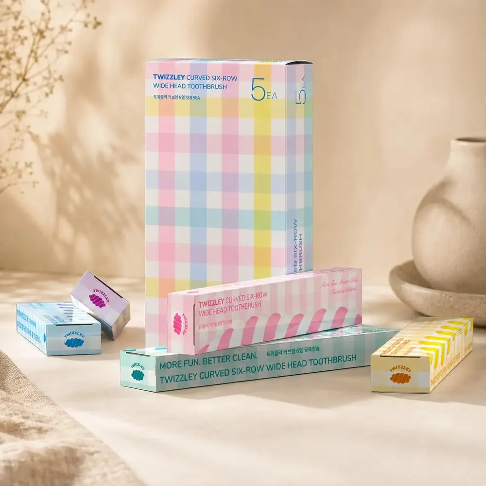 Caskets and boxes - TWIZZLEY Macaron Edition–5-Piece Curved Wide-Head Toothbrush Gift Set - TWIZZLEY