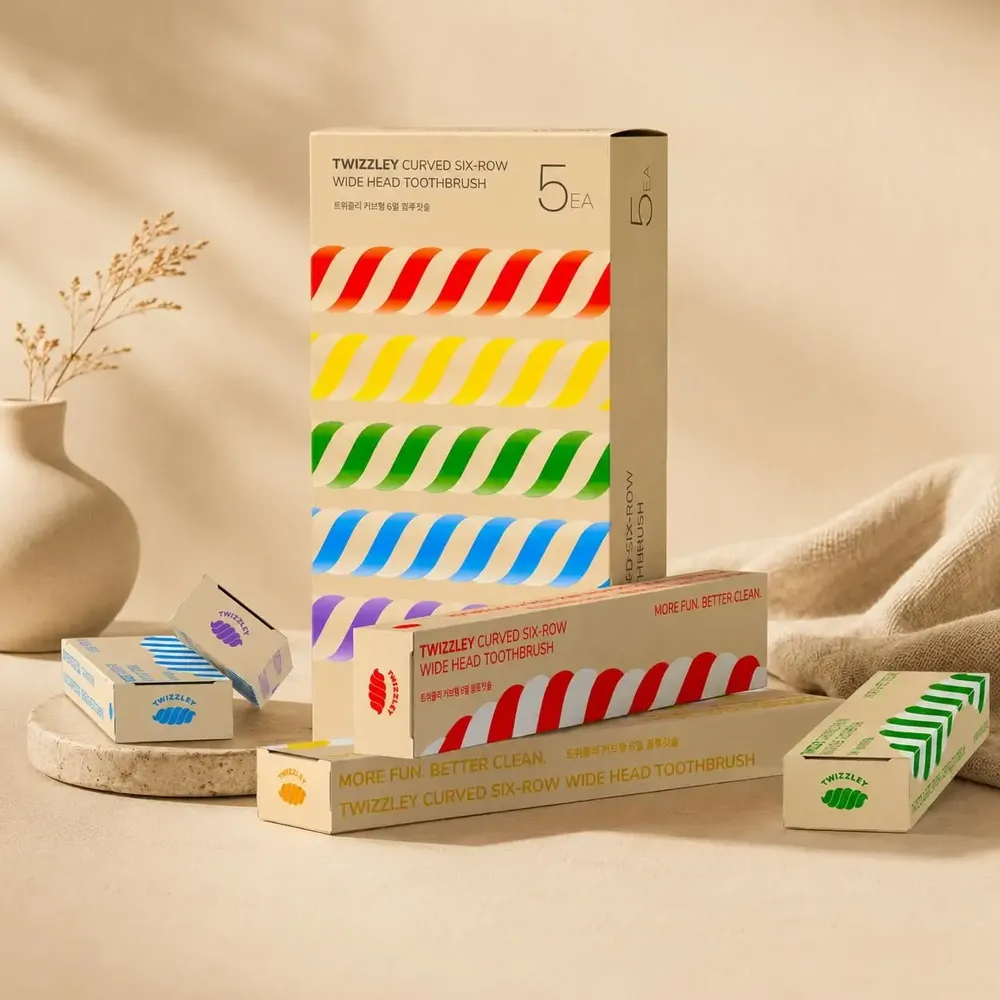 Caskets and boxes - TWIZZLEY Crayon Edition–5-Piece Curved Wide-Head Toothbrush Gift Set - TWIZZLEY