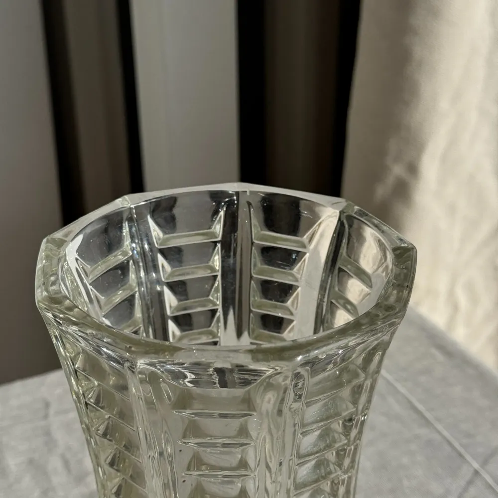 Vases - Vintage Geometric Molded Glass Flared Vase H21 - OFFICE OBJETS