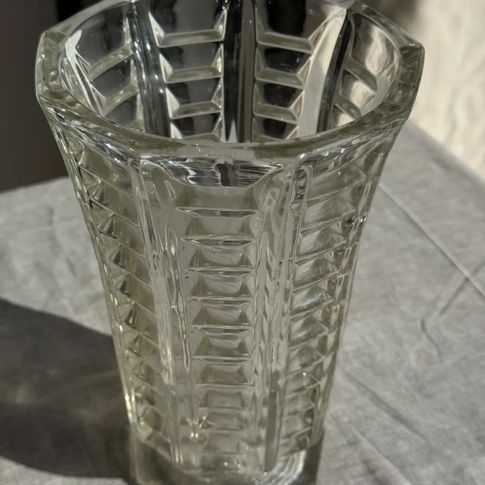 Vases - Vintage Geometric Molded Glass Flared Vase H21 - OFFICE OBJETS