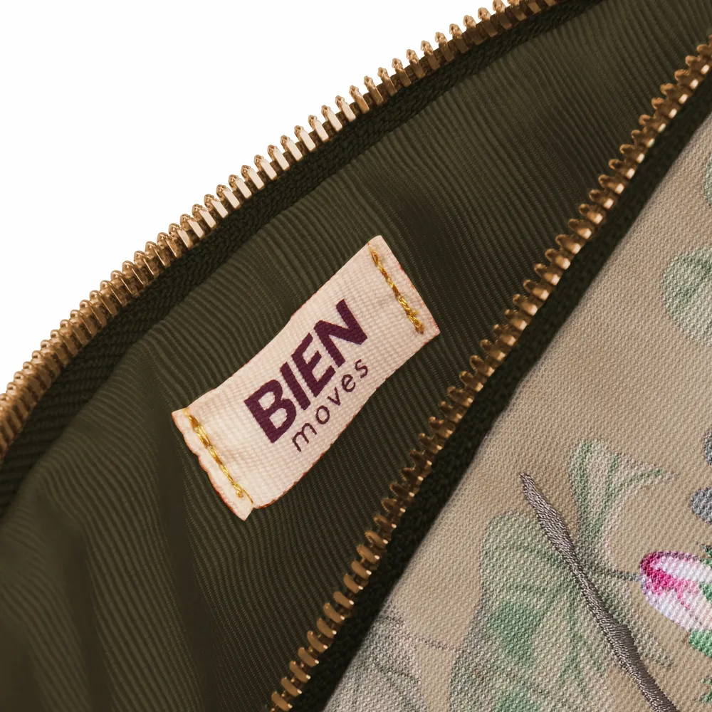 Papeterie bureau - Grande trousse de maquillage en velours de coton avec broderie d'oisea - BIEN MOVES