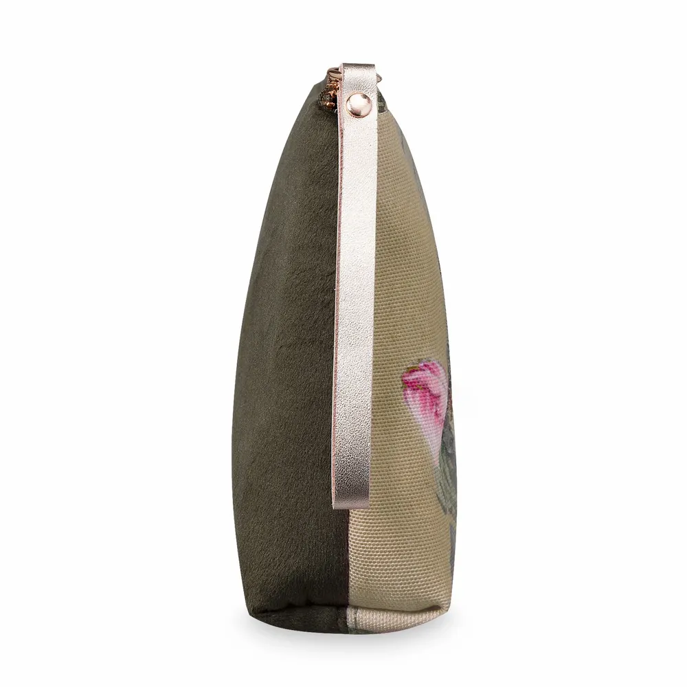 Papeterie bureau - Grande trousse de maquillage en velours de coton avec broderie d'oisea - BIEN MOVES