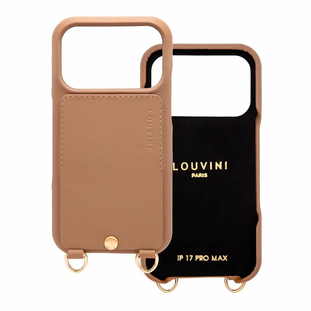 Leather goods - Phone case with leather card holder — made in Italy - LOUVINI PARIS
