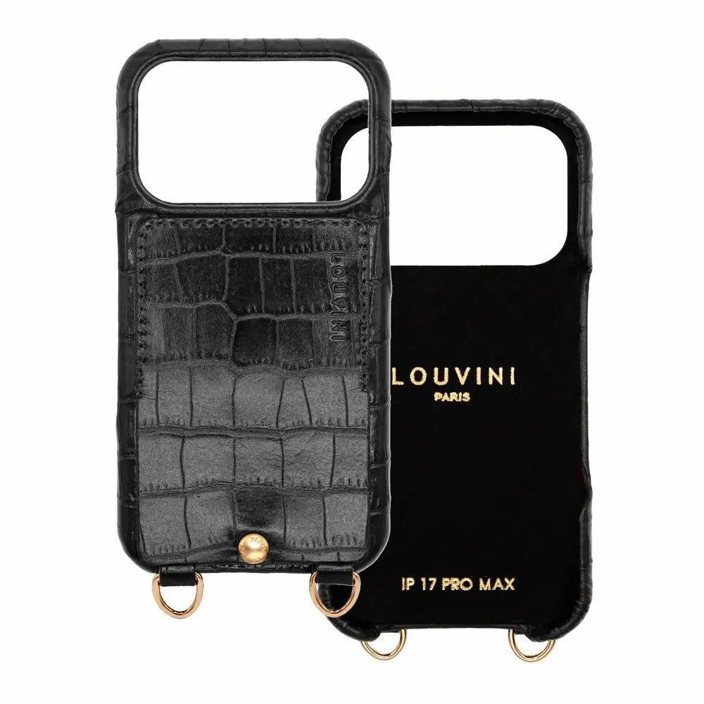 Leather goods - Phone case with leather card holder — made in Italy - LOUVINI PARIS