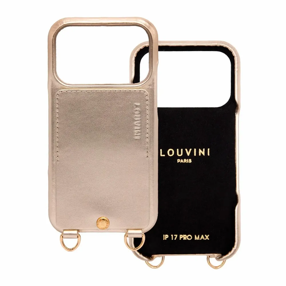 Leather goods - Phone case with leather card holder — made in Italy - LOUVINI PARIS