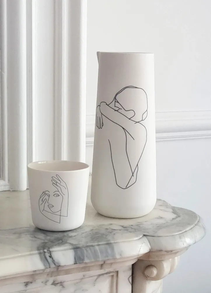 Carafes - CARAFE EN PORCELAINE JUGG - SOPHIE MASSON PORCELAINE