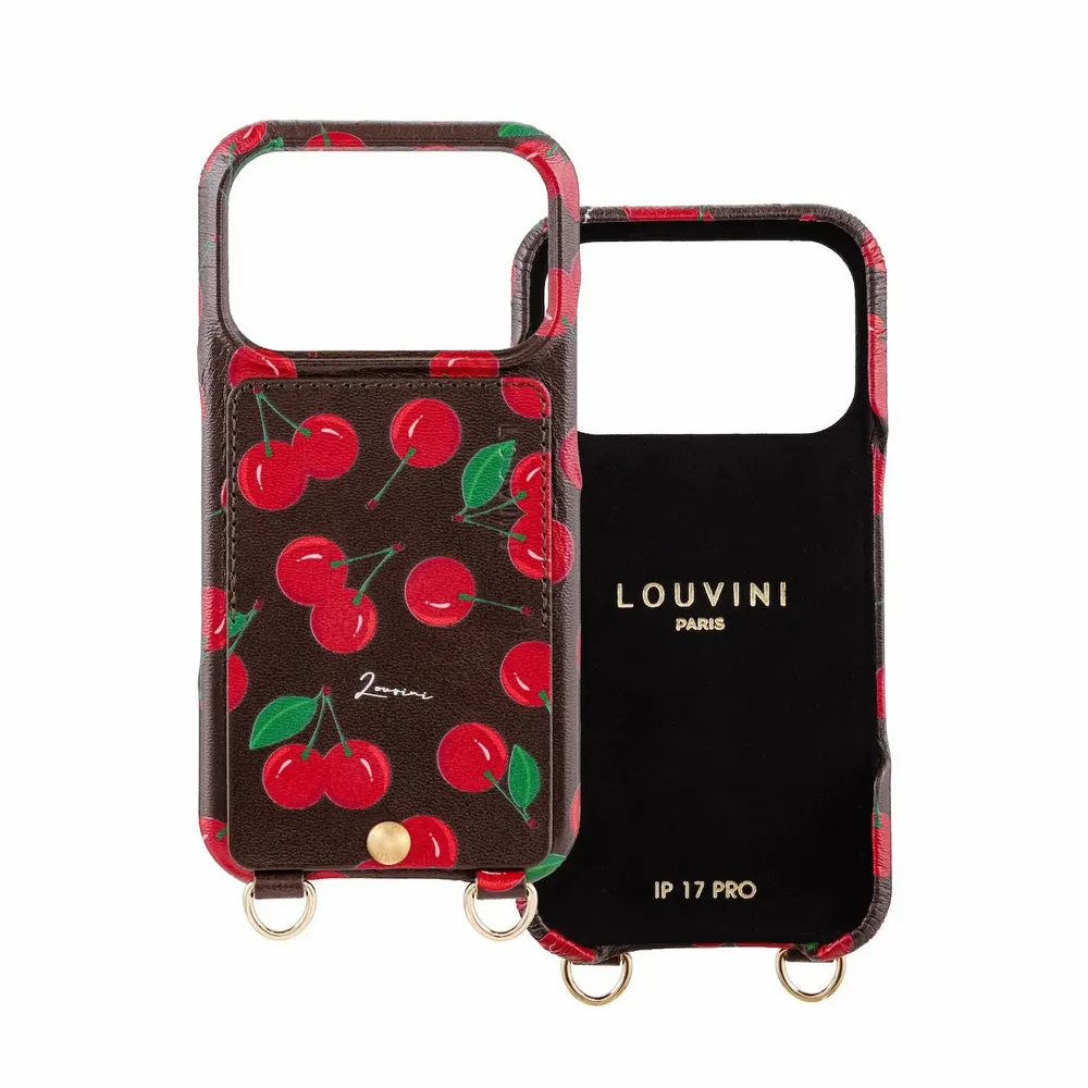 Leather goods - Phone case with leather card holder — made in Italy - LOUVINI PARIS