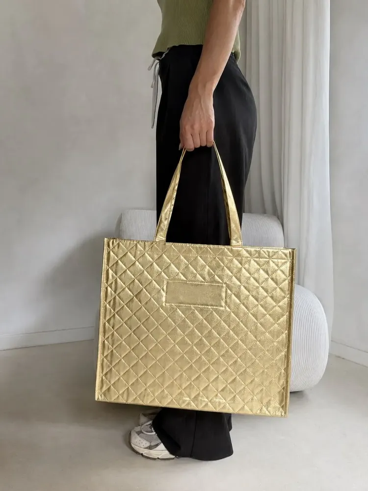 Bags and totes - Non-woven PP reusable bag -\" Oslo\” Gold (41x12x35cm) - MOONPACK